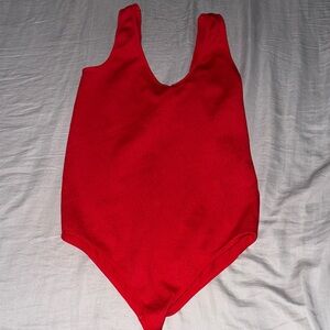 Vibrant Red Sleeveless Bodysuit